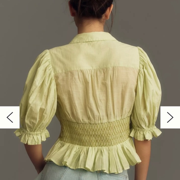 Anthropologie Short Sleeve Smocked Blouse - Picture 4 of 6